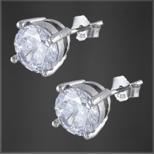 Classic 925 Sterling Silver / Zirconia Gemstone Stud Earrings