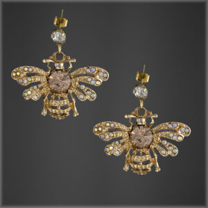 Rhinestone Bumble Bee Gold Earrings