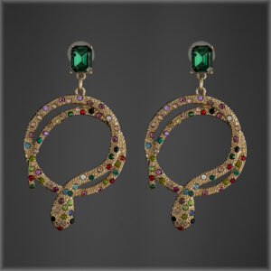 Rhinestone Snake Double Hoops