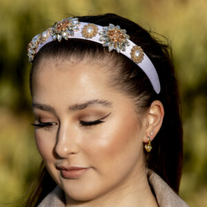 Baroque White Crystal Headband and Mahala Earrings