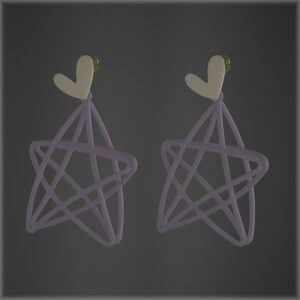 Brass star drop earings purple