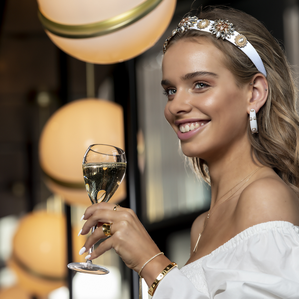 Baroque White crystal headband, Resin hoop earrings, Faith open Ring, Retro Open ring, tennis bracelet and crystal cuff bracelet 2