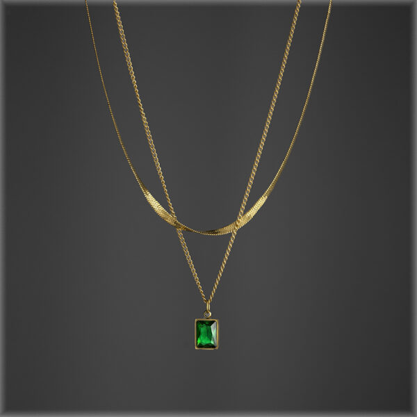 Emerald CZ Pendant Necklace