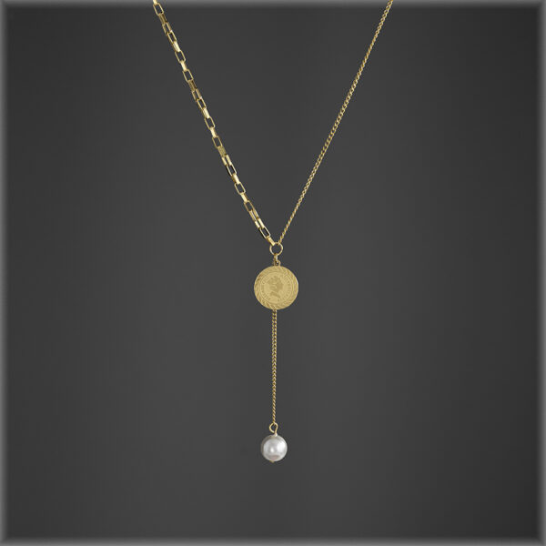 Freshwater Drop Pearl:Coin Necklace