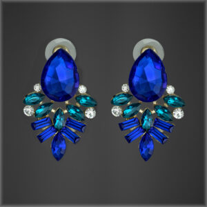 Royal Blue Rhinestone Baroque Earrings