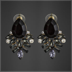 Rhinestone Baroque Earrings Black