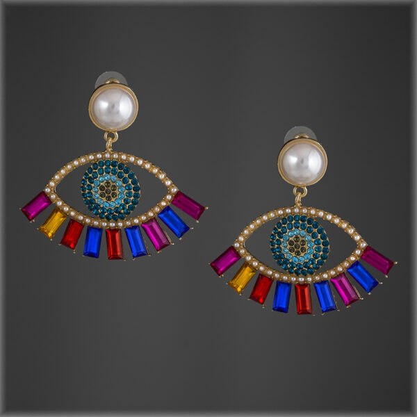 Rainbow Evil Eye Earrings