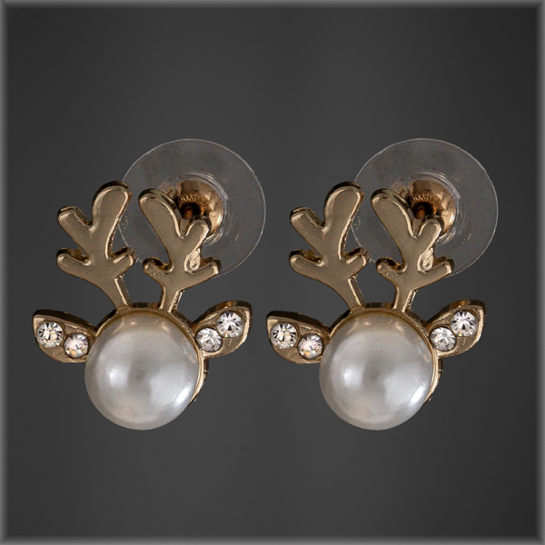 Reindeer Stud Earrings Gold