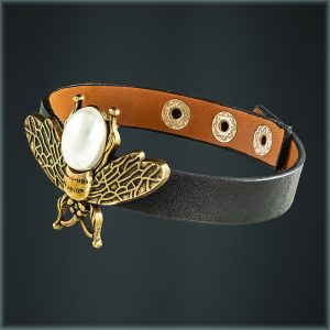 Charm Bee Leather Wrap Bracelet