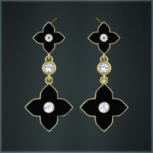 Fine Clover Tassel Earring Black