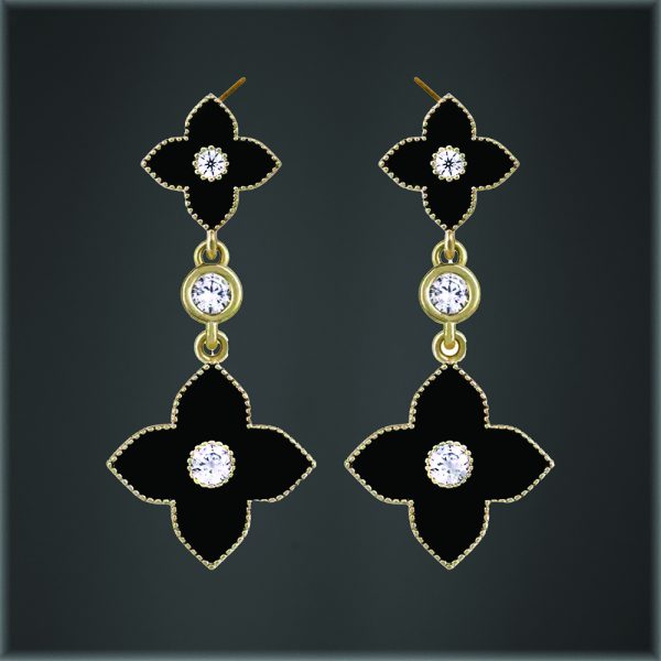 Fine Clover Tassel Earring Black