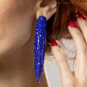 Belinda blue tassle earrings1