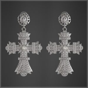 Roman Cross Earrings Silver