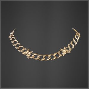 Iced Butterfly Chain link necklace gold.png copy